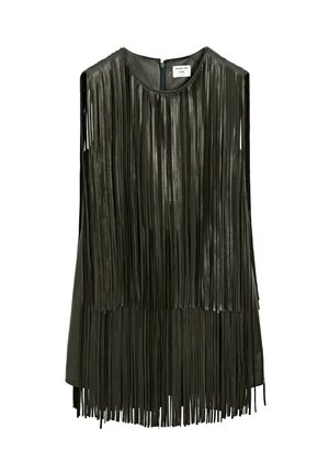 SHORT NAPPA WITH FRINGING - Jurk - mottled dark green