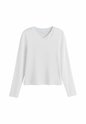 Next, REGULAR FIT - LONG SLEEVE HIGH V-NECK FITTED T-SHIRT - Langarmshirt - white