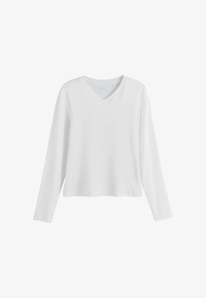 Next, REGULAR FIT - LONG SLEEVE HIGH V-NECK FITTED T-SHIRT - Langarmshirt - white