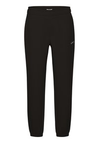 Sorte sweatpants med elastisk talje og dobbelt ribkant ved anklerne. Har hvide logo-detaljer på venstre lår. Lavet af et blødt, fleksibelt stof.