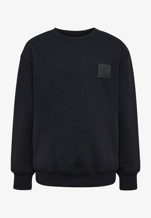 Zwart sweatshirt met een ronde hals en lange mouwen. Beschikt over een rubberen logo-embleem op de borst en rib gebreide manchetten en zoom.