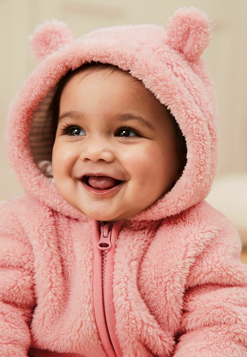 Next COSY FLEECE BEAR BABY PRAMSUIT Sleep suit pink Zalando.de