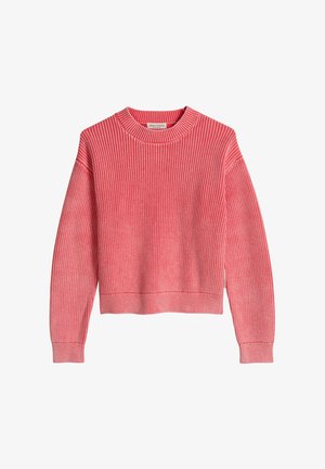 Roze geribde trui met ronde hals, lange mouwen en een iets cropped zoom, met het label Marc O'Polo.