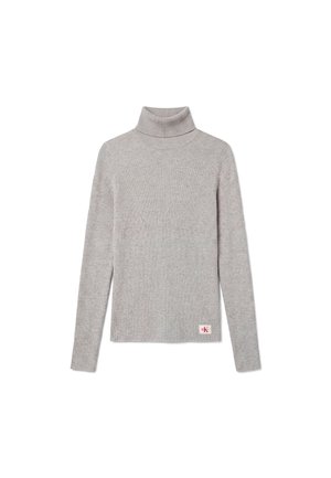 Calvin Klein Jeans, LABEL ROLL NECK - Strickpullover - grey heather