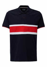 Námořnický polo triko s krátkým rukávem s červeným a bílým vodorovným pruhem. Obsahuje zapínání na knoflíky a vyšitý logo "Salsa Jeans".