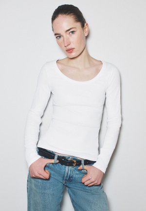 THE SET, REGULAR FIT - 4 PACK SCOOP NECK LONG SLEEVE - Langarmshirt - navy light blue stripe white