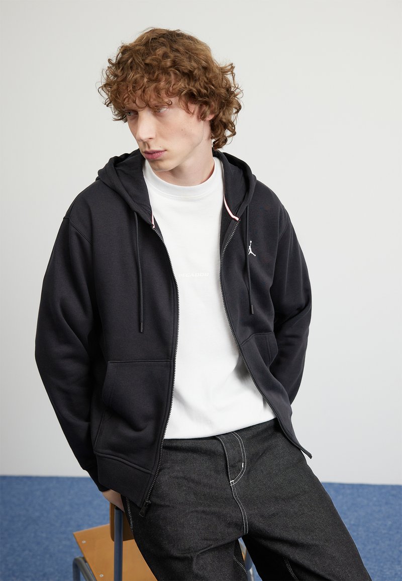 Jordan HOODIE - Vetoketjullinen college - black/white