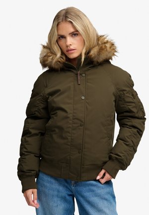 Superdry & Co, SUPERDRY HOODED PADDED MA1 BOMBER JACKET - Winterjas - wild khaki