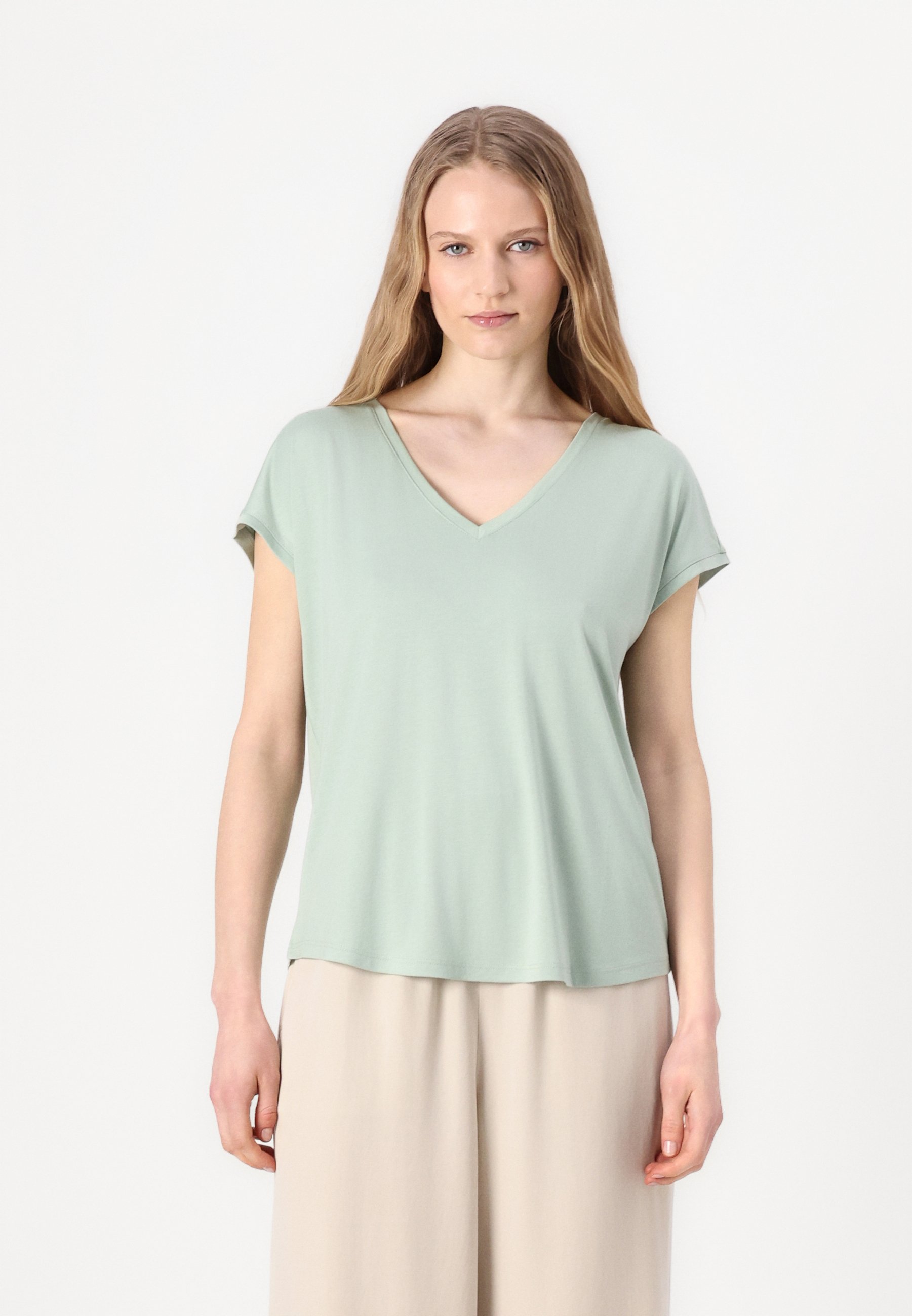 売れ筋商品|||トム テイラー デニム Tシャツ レディース トップス FLUENT V NECK  - Basic T-shirt - fresh mint green TOM TAILOR DENIM FLUENT V NECK - T-shirt basic - fresh mint