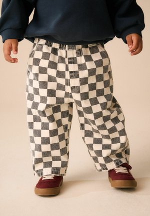 Next, Straight leg jeans - black   white checkerboard