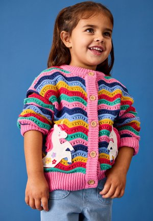 JoJo Maman Bébé REGULAR FIT - UNICORN APPLIQUÉ - Strickjacke - bright pink
