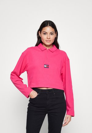 HALF ZIP CROP BADGE - Poloskjorter - jewel pink