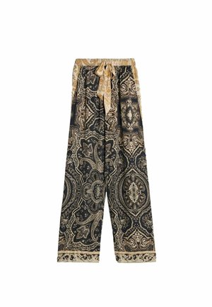 BHOEM, PAISLEY PRINT SATIN WIDE LEG BLACK/WHITE TROUSERS - Nohavice - black white