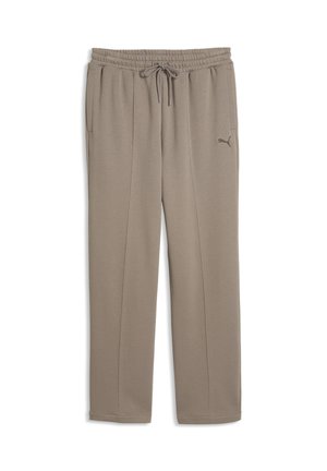 Taupe-farvede Puma joggingbukser med elastisk talje, snøre, sidelommer og lige ben.