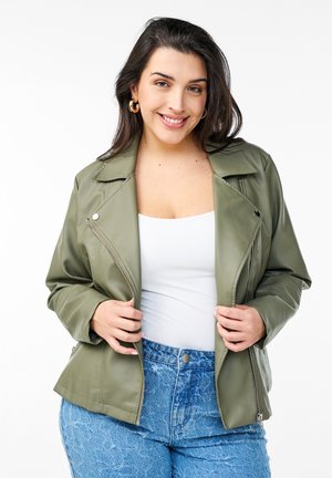 BIKER - Kunstlederjacke - deep lichen green