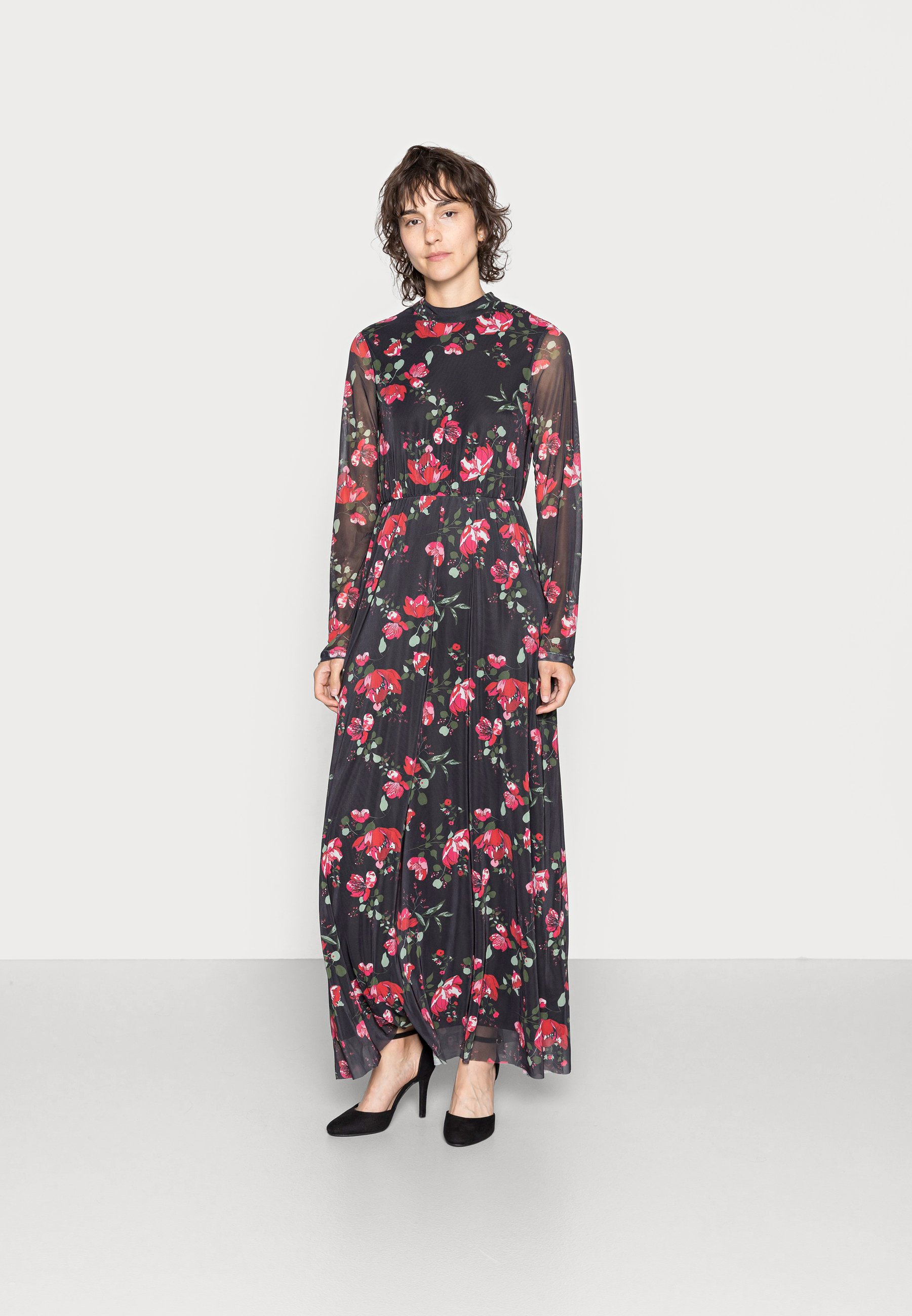 Anna Field MAXI HIGH NECK DRESS - Maxi-jurk - black/orange/zwart - Zalando .nl