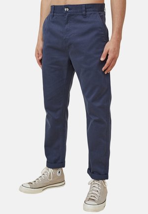 Snoly Pantaloni Chino da Uomo in Cotone retrò con Gamba Affusolata e Davanti Piatti Pantaloni Chino Western Gurkha, Navy, M