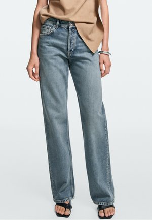 Massimo Dutti MID-WAIST WIDE-LEG JEANS - Jeans Straight Leg - blue denim