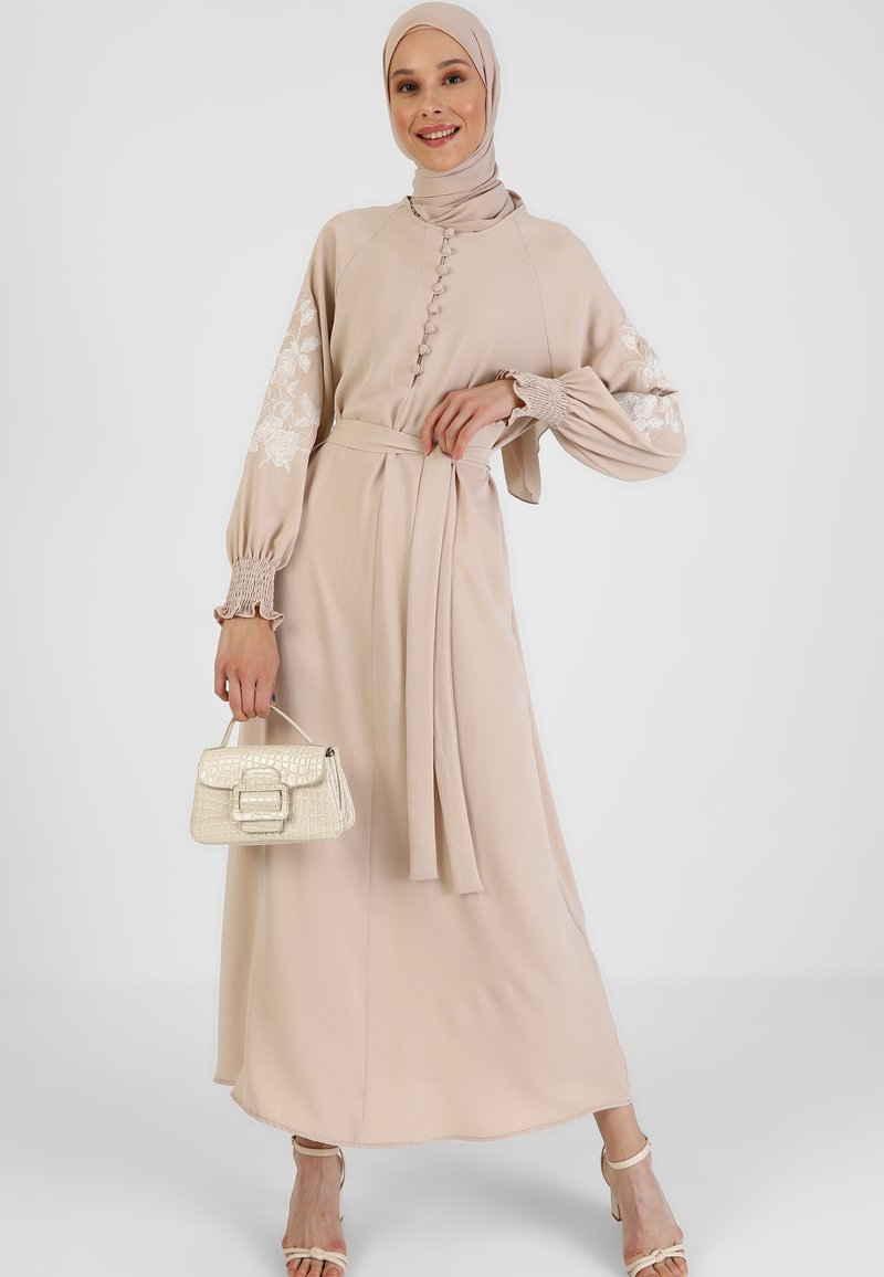 dress modanisa CREW NECK UNLINED MODEST REFKA - Maxi Buy Modanisa Embroidered Crew Neck