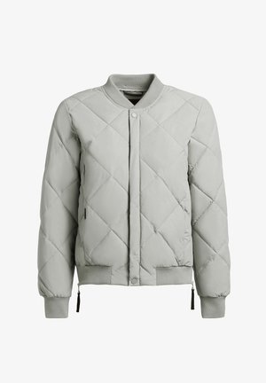 Helehall quiltitud bomberjakk soonikkoega krae, varrukate äärte ja alläärega, ees klõpsnuppude ja külgedel tõmblukuga detailidega.