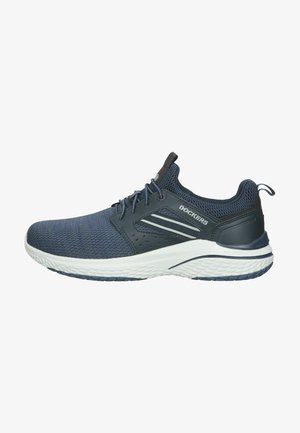 Marineblaue Sportschuhe mit Obermaterial aus Mesh, synthetischen Akzenten, weißer Zwischensohle und schwarzem Außensohle. Verfügt über ein schnürbares Design mit Logodetails.