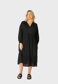 CUT WORK DETAIL DRESS - Vapaa-ajan mekko - black
