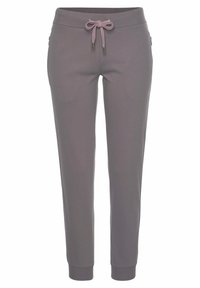 Grau Jogginghosen aus weichem Stoff, mit einem Zugbandbund, schmalen Beinen und gerippten Bündchen an den Knöcheln.