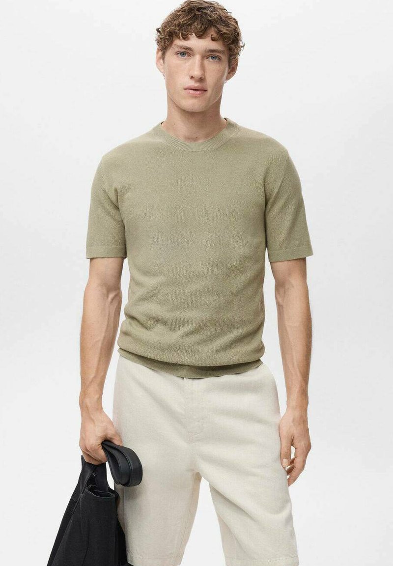 Mango - Basic T-shirt - khaki, Enlarge