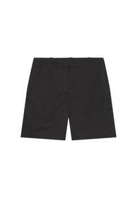 Sorte shorts lavet af en blanding af bomuldsstof. Har to sidelommer, bæltestropper og en klassisk pasform. Glat tekstur med et rent design.