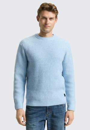 PULLOVER - Strickpullover - sky blue melange/white core