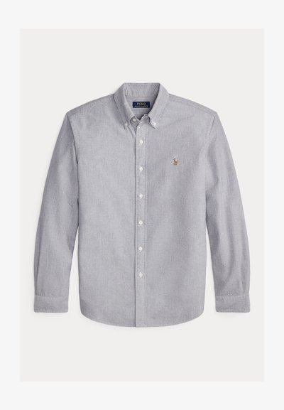 Ανοιχτό γκρι μακρυμάνικο πουκάμισο Polo Ralph Lauren με κουμπιά, γιακά και μικρό κεντημένο λογότυπο στο αριστερό στήθος.