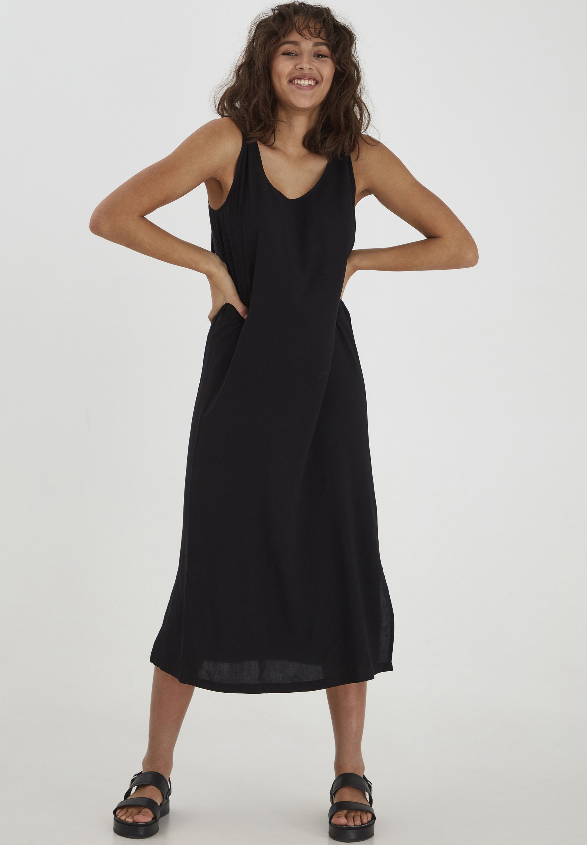 sleeveless knit midi dress Sleeveless Knit to Woven Midi Dress main image 1