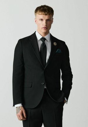 Next, SKINNY FIT - TEXTURED SUIT JACKET WITH BROOCH . - Suit jacket - black