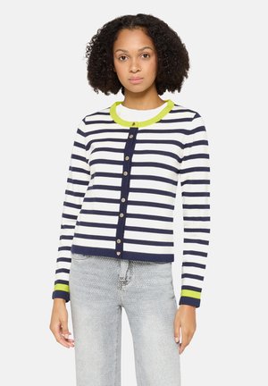 MIT RUNDHALSAUSSCHNITT - Strickjacke - blau weiß