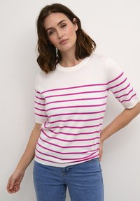 Kaffe - LIZZA NARROW STRIPED   - T-shirt con stampa - chalk rose violet Immagine in miniatura 1