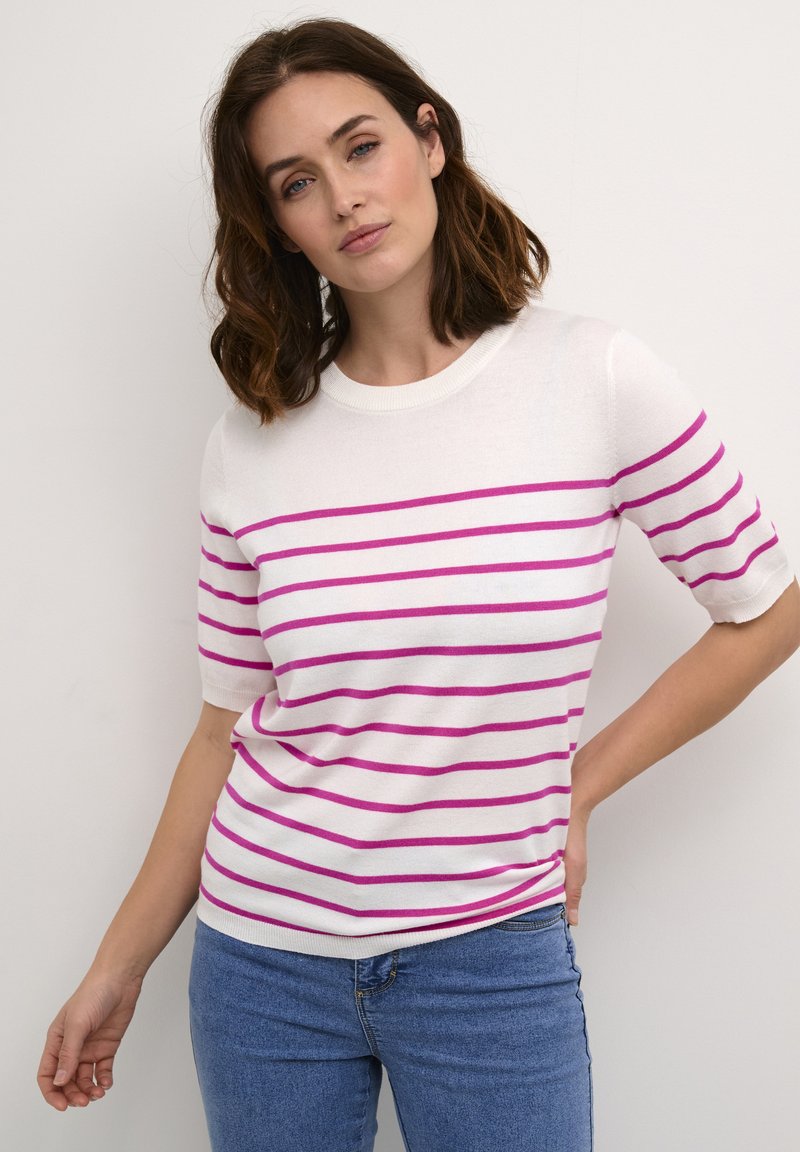 Kaffe - LIZZA NARROW STRIPED   - T-shirt con stampa - chalk rose violet, Ingrandire