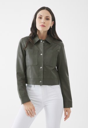 LILLIAN TRUCKER - Leren jas - olive night