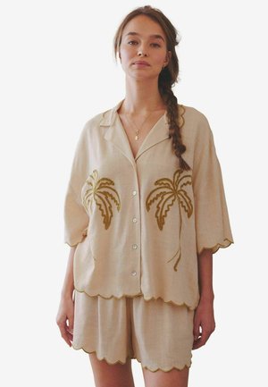 Next SCALLOP EDGE BUTTON THROUGH SHORT SET - Pyjamas - cream