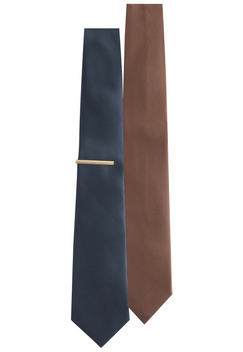 Next TEXTURED WITH 2 PACK REGULAR - Kravata - navy blue tan brown