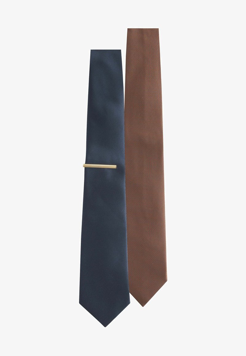 Next TEXTURED WITH 2 PACK REGULAR - Kravata - navy blue tan brown