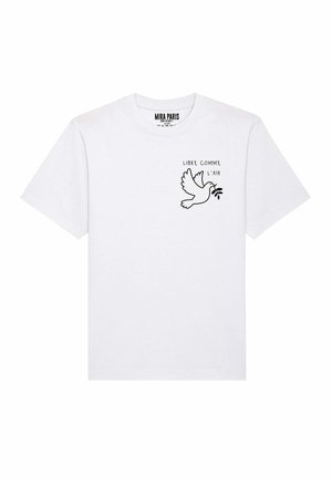 LIBRE COMME L AIR UNISEX HEAVYWEIGHT - T-shirt med print - white