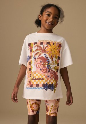 Next, REGULAR FIT - T-SHIRT AND CYCLING SHORTS SET  . - Leggings - Trousers - white unicorn sequin