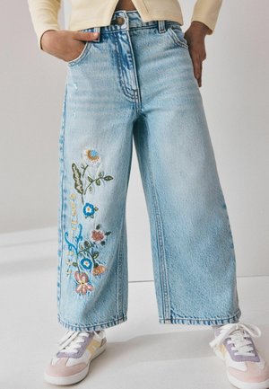 Next, REGULAR FIT - EMBROIDERED WIDE LEG JEANS - Flared Jeans - floral light wash