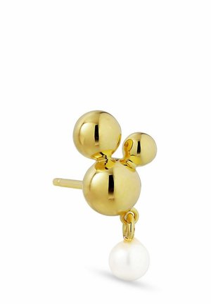 ATOMIC STUD W. PEARL PENDANT RIGHT - Single earring - gold plated silver coloured