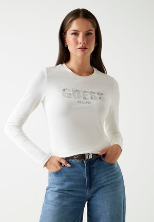FRONTLOGO STRASS - Langarmshirt - weiß