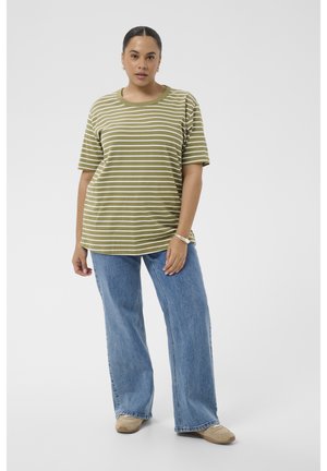 Kaffe Curve, KCWINNI 1/2 SLEEVE - Camiseta estampada - aloe chalk stripe