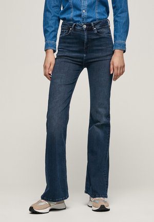 Flared Jeans - dark-blue denim