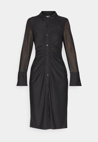 BUTTON FRONT RUCHED MIDI - Cocktailklänning - black