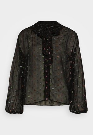 Never Fully Dressed Petite SPARKLE BOW FLORA BLOUSE - Button-down blouse - black