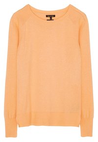 Jasnopomarańczowy sweter z długim rękawem, okrągłym dekoltem, ściągaczami przy mankietach i u dołu. Wykonany z miękkiej, textured tkaniny z rękawami raglanowymi.